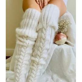 Striped Thermal Thigh-High Leg Warmers