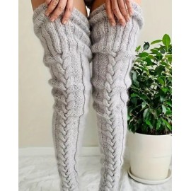 Striped Thermal Thigh-High Leg Warmers