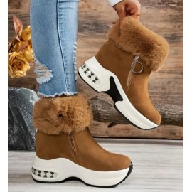 Mid-Heel Platform Ankle Boots