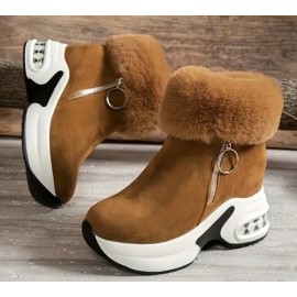Mid-Heel Platform Ankle Boots