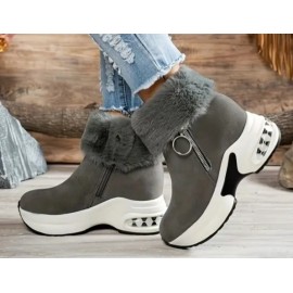 Mid-Heel Platform Ankle Boots