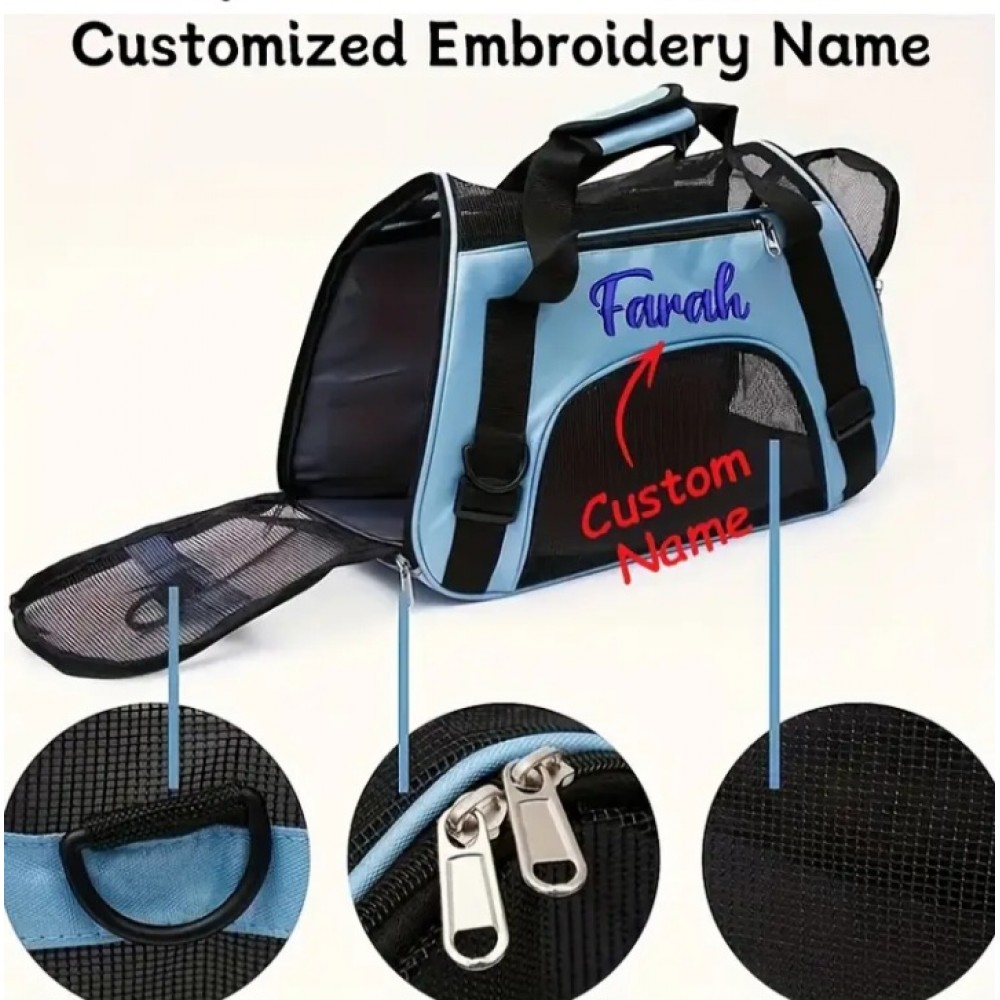 Portable Breathable Custom Embroidered Crossbody Pet Carrier Backpack