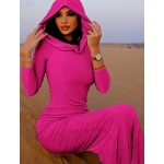 Casual Long Sleeve Hooded Maxi form-fitting Dress