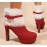Decorated Fashionable Plus Lined High Heel Christmas Boots