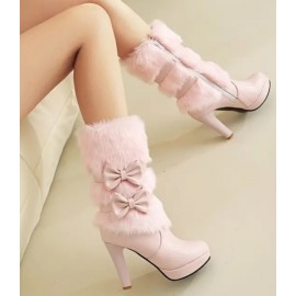 Women's Stylish Bowtie Furry Boots