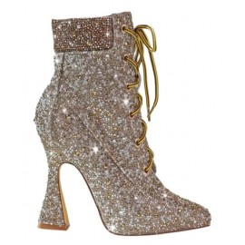 Stylish Lace-up Rhinestone Boots