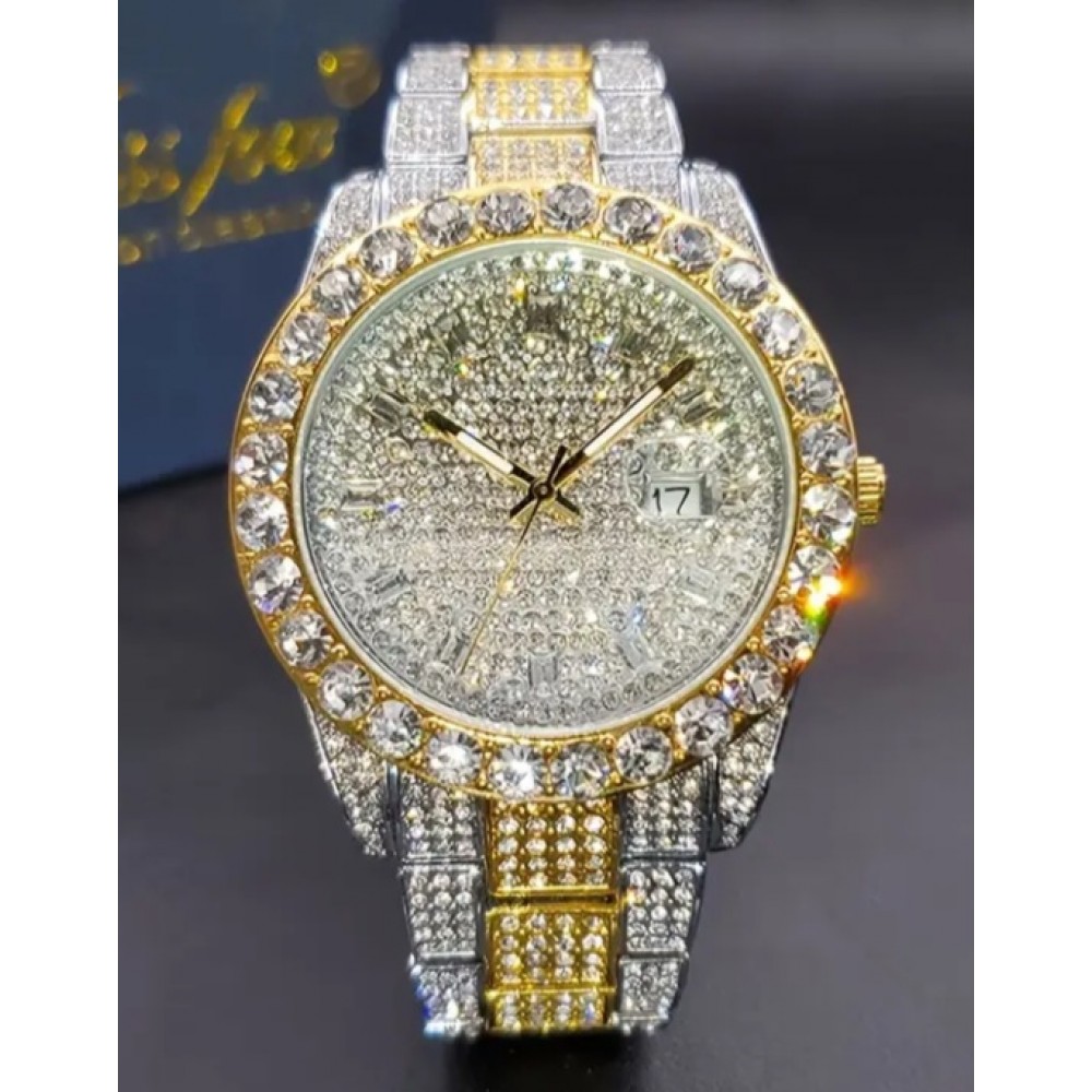 Rhinestone Dial, Zinc Alloy Strap, Business Quartz Watch