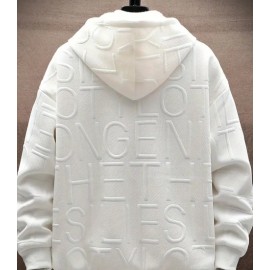 Men's Stylish Letter Print Plush-Lined Hooded Sweater Jacket