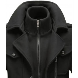Men's Mid-Length Double Collar Business Fleece Coat