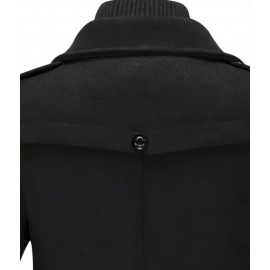 Men's Mid-Length Double Collar Business Fleece Coat