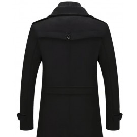 Men's Mid-Length Double Collar Business Fleece Coat