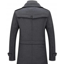 Men's Mid-Length Double Collar Business Fleece Coat