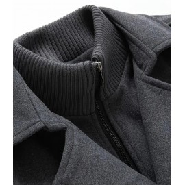 Men's Mid-Length Double Collar Business Fleece Coat