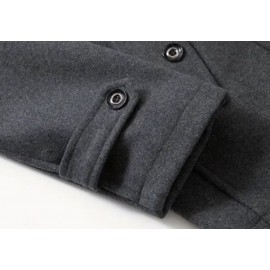 Men's Mid-Length Double Collar Business Fleece Coat