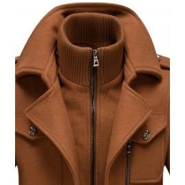 Men's Mid-Length Double Collar Business Fleece Coat