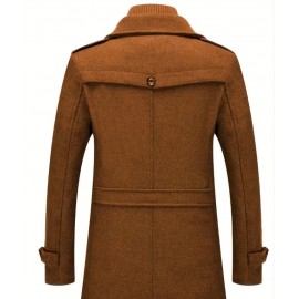 Men's Mid-Length Double Collar Business Fleece Coat