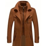Men's Mid-Length Double Collar Business Fleece Coat