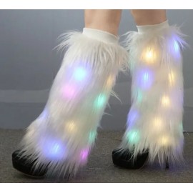 Elegant Winter Fox Fur Long New Year's Eve Holiday Leg Warmers