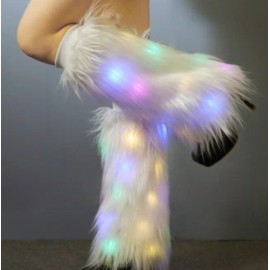 Elegant Winter Fox Fur Long New Year's Eve Holiday Leg Warmers