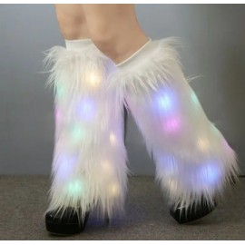 Elegant Winter Fox Fur Long New Year's Eve Holiday Leg Warmers