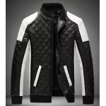 Men's Stylish Brown and White Leather Motorcycle Jacket