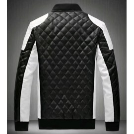 Men's Stylish Brown and White Leather Motorcycle Jacket