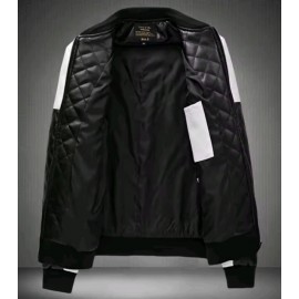 Men's Stylish Brown and White Leather Motorcycle Jacket
