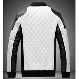 Men's Stylish Brown and White Leather Motorcycle Jacket