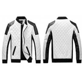 Men's Stylish Brown and White Leather Motorcycle Jacket