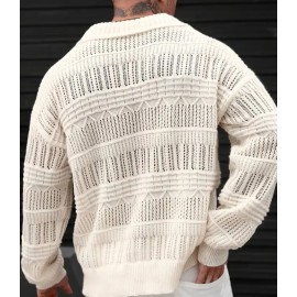 Men's Breathable Translucent Knit Pullover Casual Sweater