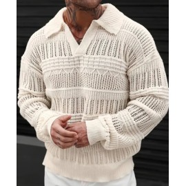 Men's Breathable Translucent Knit Pullover Casual Sweater