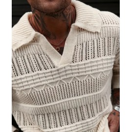Men's Breathable Translucent Knit Pullover Casual Sweater
