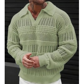 Men's Breathable Translucent Knit Pullover Casual Sweater