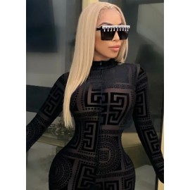 Women's Stretchy Form-Fitting Long-Sleeve Stylish Jumpsuit