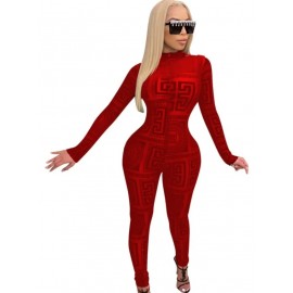 Women's Stretchy Form-Fitting Long-Sleeve Stylish Jumpsuit