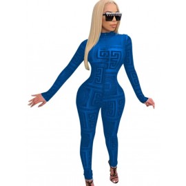 Women's Stretchy Form-Fitting Long-Sleeve Stylish Jumpsuit