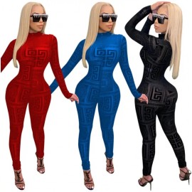 Women's Stretchy Form-Fitting Long-Sleeve Stylish Jumpsuit