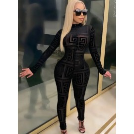 Women's Stretchy Form-Fitting Long-Sleeve Stylish Jumpsuit