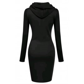 Stylish Pullover Casual Hooded Mini Dress
