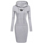 Stylish Pullover Casual Hooded Mini Dress