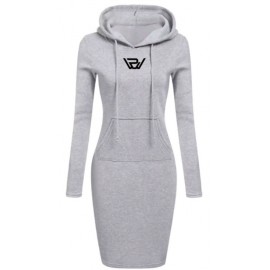 Stylish Pullover Casual Hooded Mini Dress
