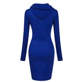 Stylish Pullover Casual Hooded Mini Dress