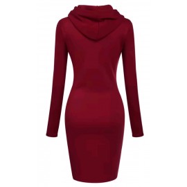 Stylish Pullover Casual Hooded Mini Dress