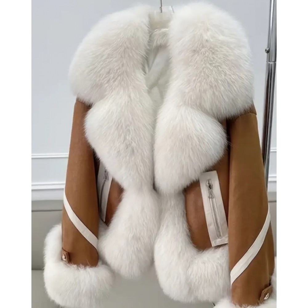 Fashionable Women's Insulated Winter Fur Jacket
