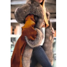 Women's Elegant Hooded Jacket with luxurious fur collar