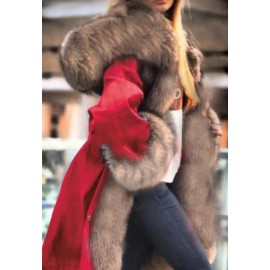 Women's Elegant Hooded Jacket with luxurious fur collar