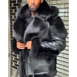Men's Heavy-Duty Winter Coat with Plush Fleece lining thick fur collar hooded jacket