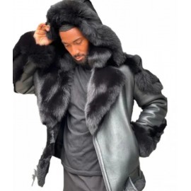 Men's Heavy-Duty Winter Coat with Plush Fleece lining thick fur collar hooded jacket
