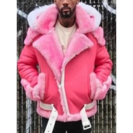 Men's Thick Plus-Size Hooded Fur Jacket with Fur like collar