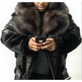 Men's Casual Winter Coat with Large Fur Collar